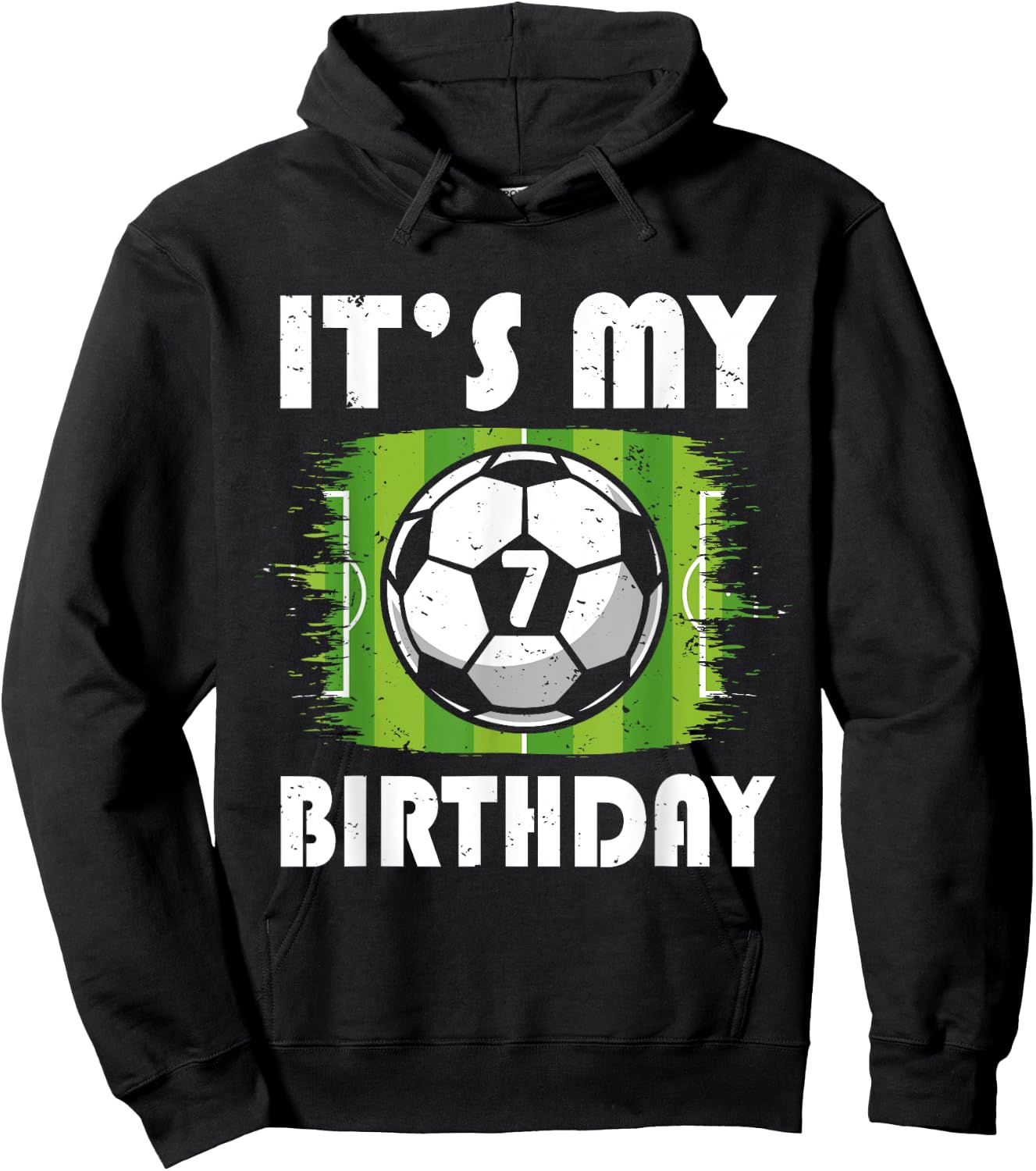 7 Years Old Kids Soccer Player 7th Birthday Boy Hoodie - Hoodie | Black
