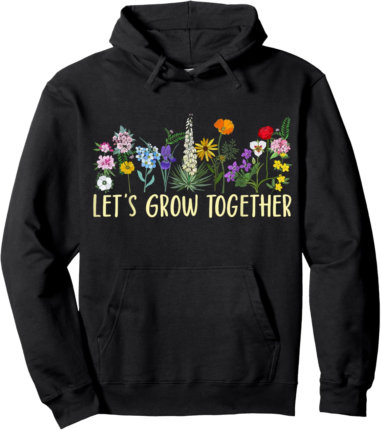 Wildflower Women Best Teacher Outfits Let's Grow Together Hoodie - Hoodie | Black