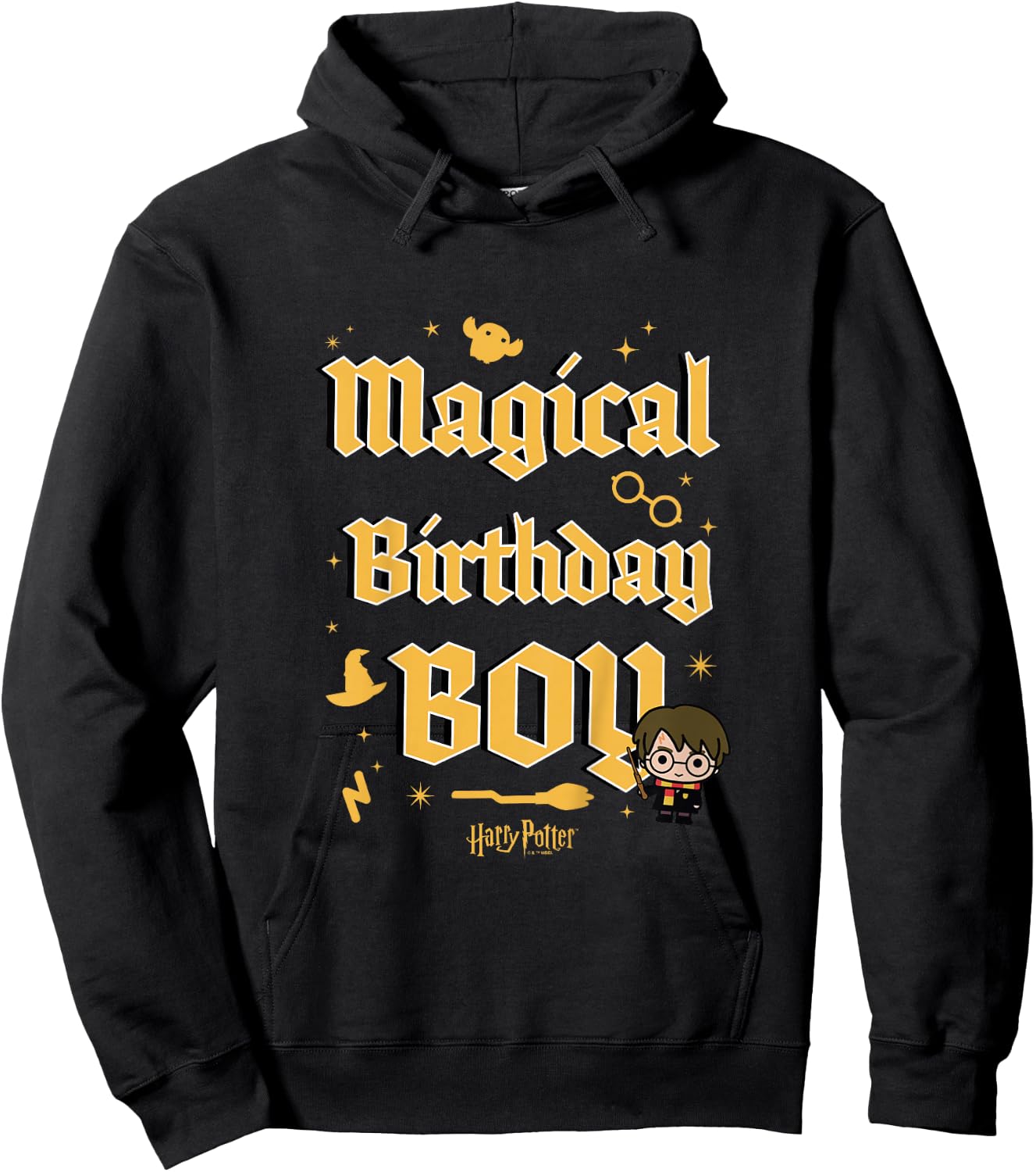Kids Harry Potter Magical Birthday Boy Chibi Harry Poster Youth Hoodie - Hoodie | Black