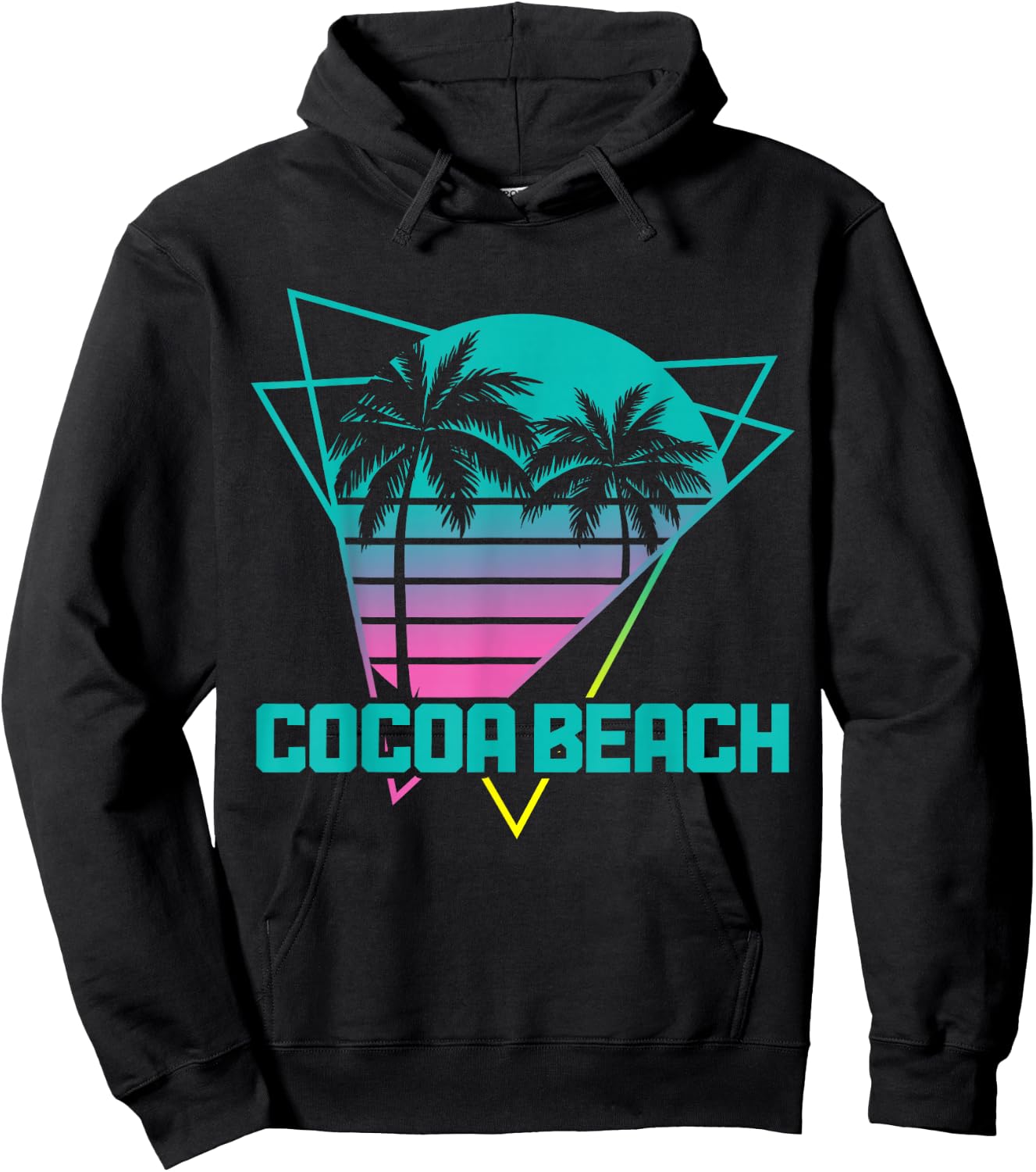 Cocoa Beach Florida Retro Vintage Surf 80s Souvenir Surfer Hoodie - Hoodie | Black