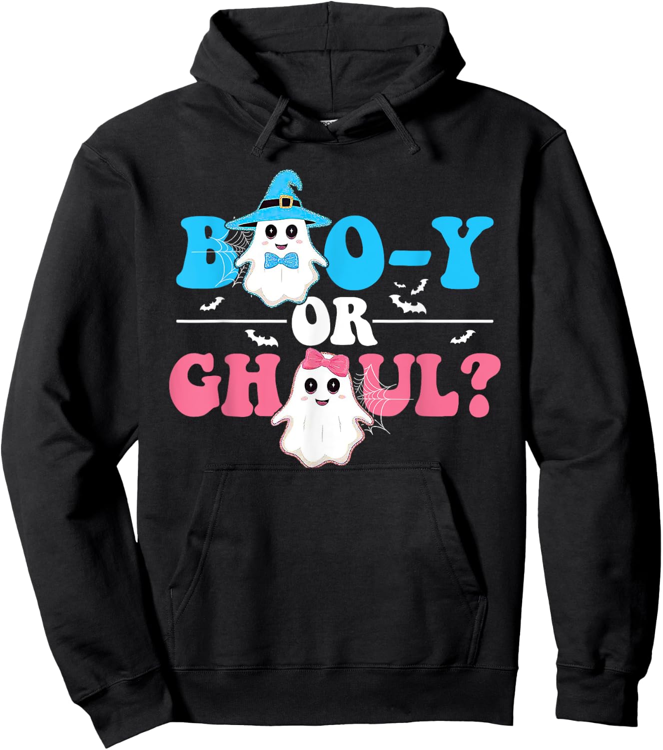 Boo-y or Ghoul Gender Reveal Cute Groovy Boy Girl Ghosts Hoodie - Hoodie | Black