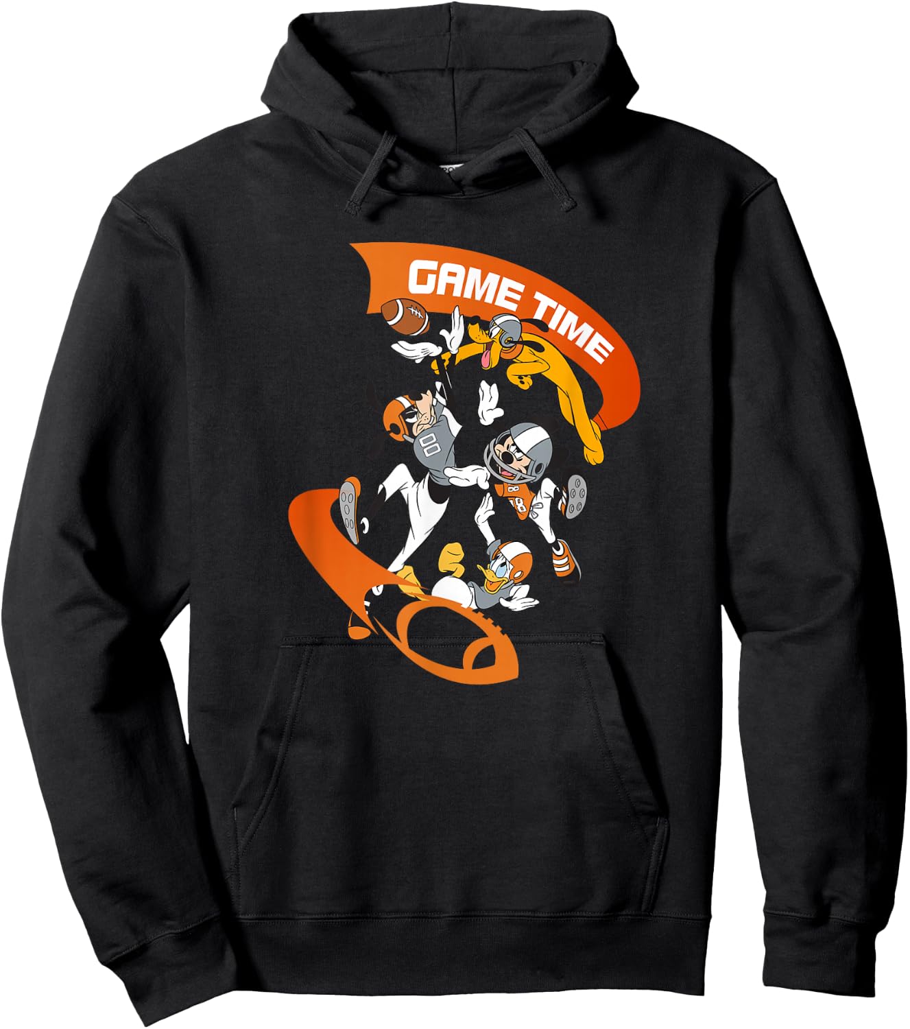 Disney Mickey Goofy Donald & Pluto Game Time Football Sports Hoodie - Hoodie | Black