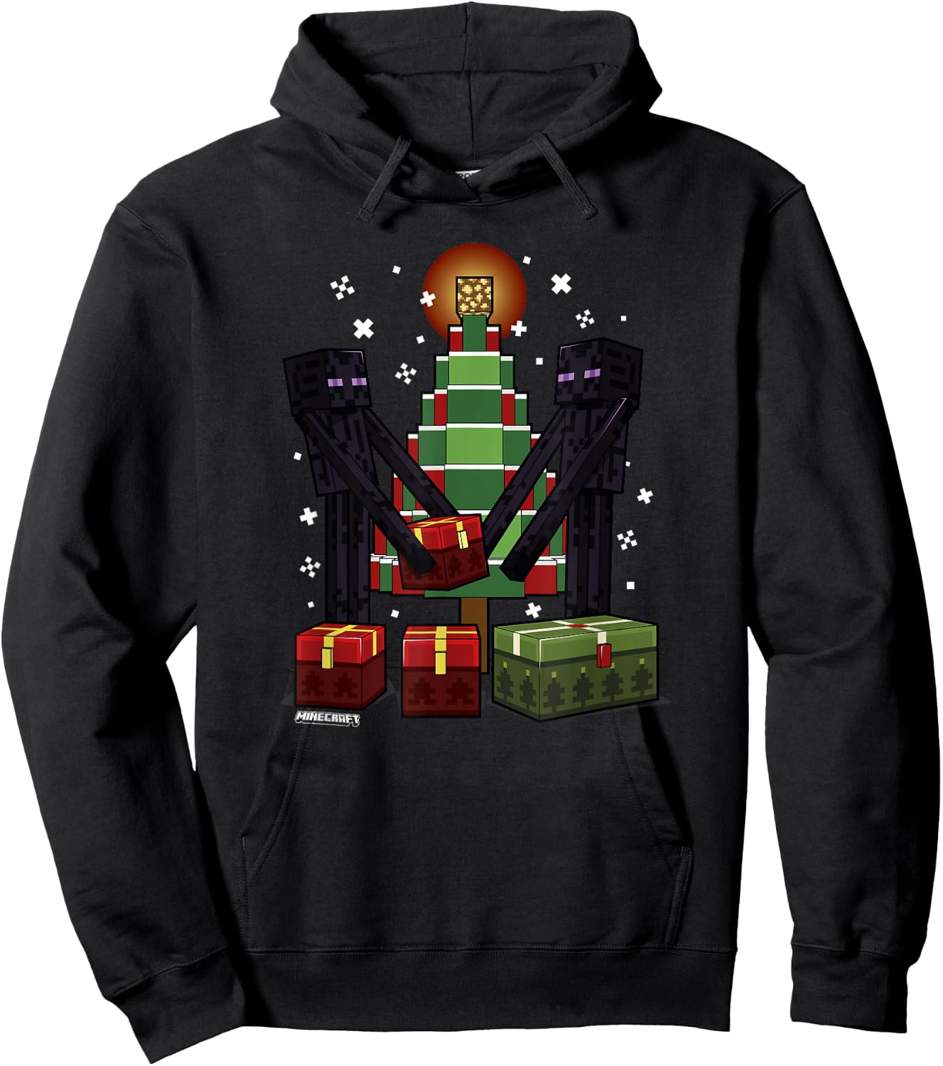 Minecraft Christmas Enderman Gift , -Adult, Blue, Small, Short Sleeve Hoodie - Hoodie | Black