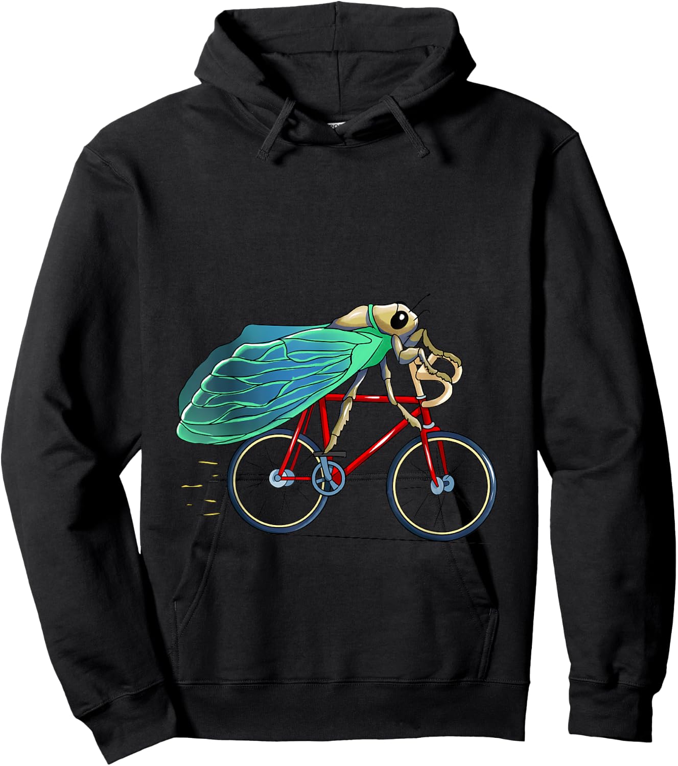 cicada Riding Bicycle Cute Biker Cyclist Hoodie - Hoodie | Black