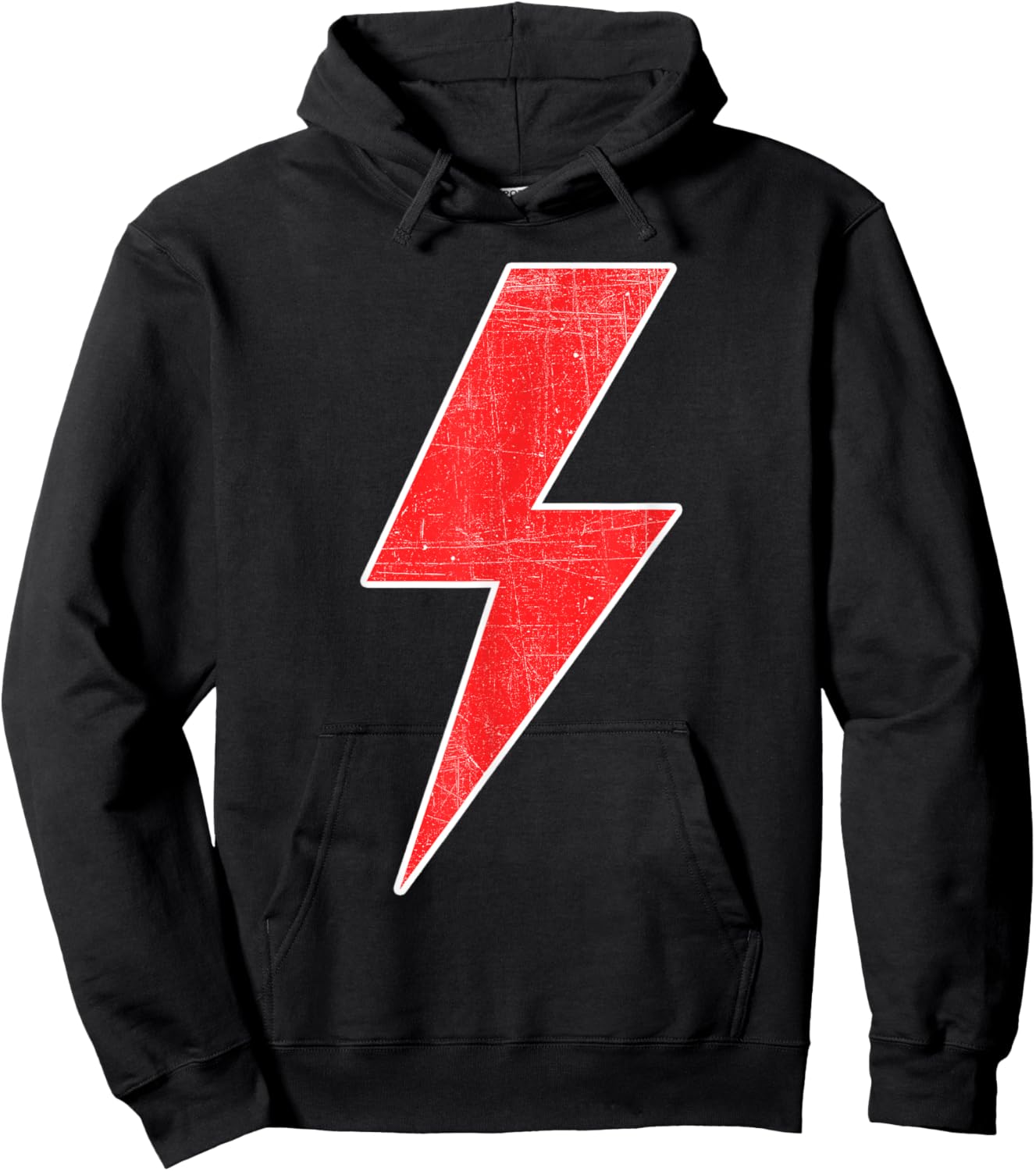 RED & WHITE Thunderbolt Lightning Bolt Design Team Hoodie - Hoodie | Black