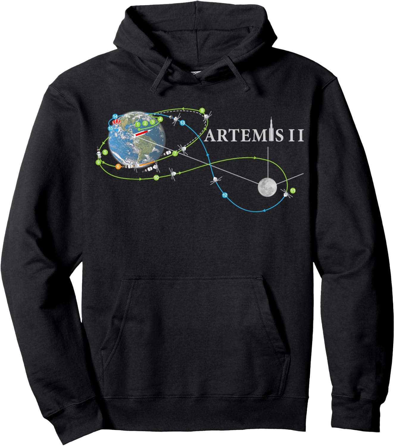 Artemis 2 Route Map SLS Rocket Launch Mission To The Moon Hoodie - Hoodie | Black