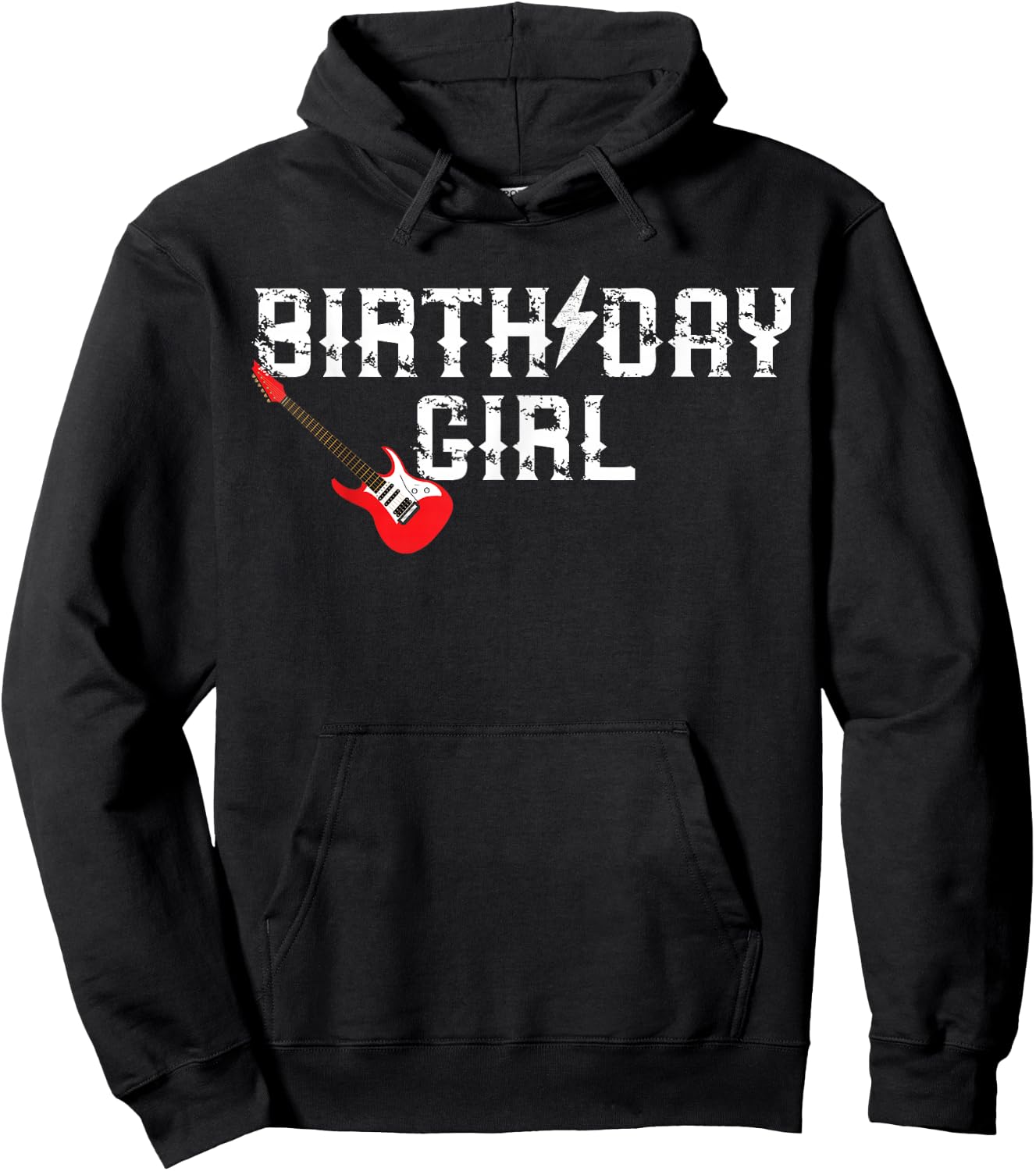 Rockin One Birthday Girl Family Matching Rock Guitar Hoodie - Hoodie | Black