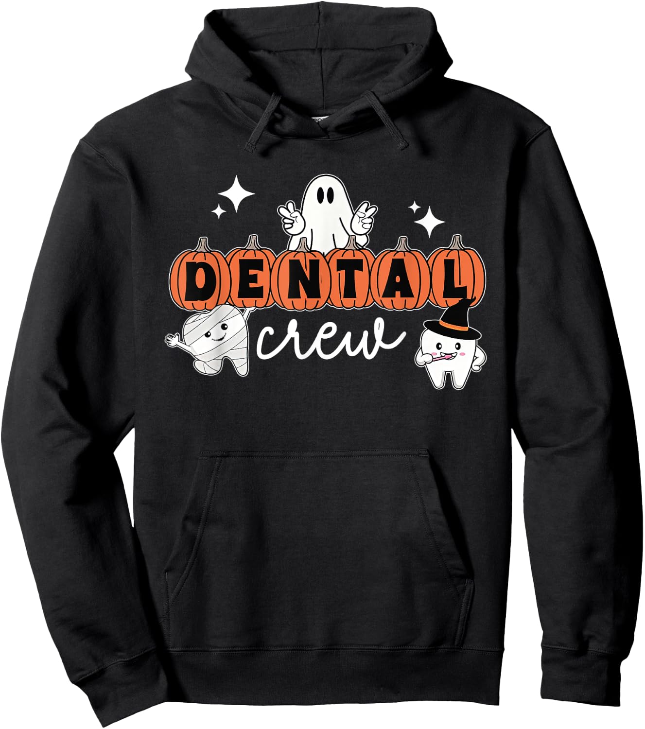 Halloween Dental Crew Pumpkin Ghost Spooky Dental Hygienist Hoodie - Hoodie | Black