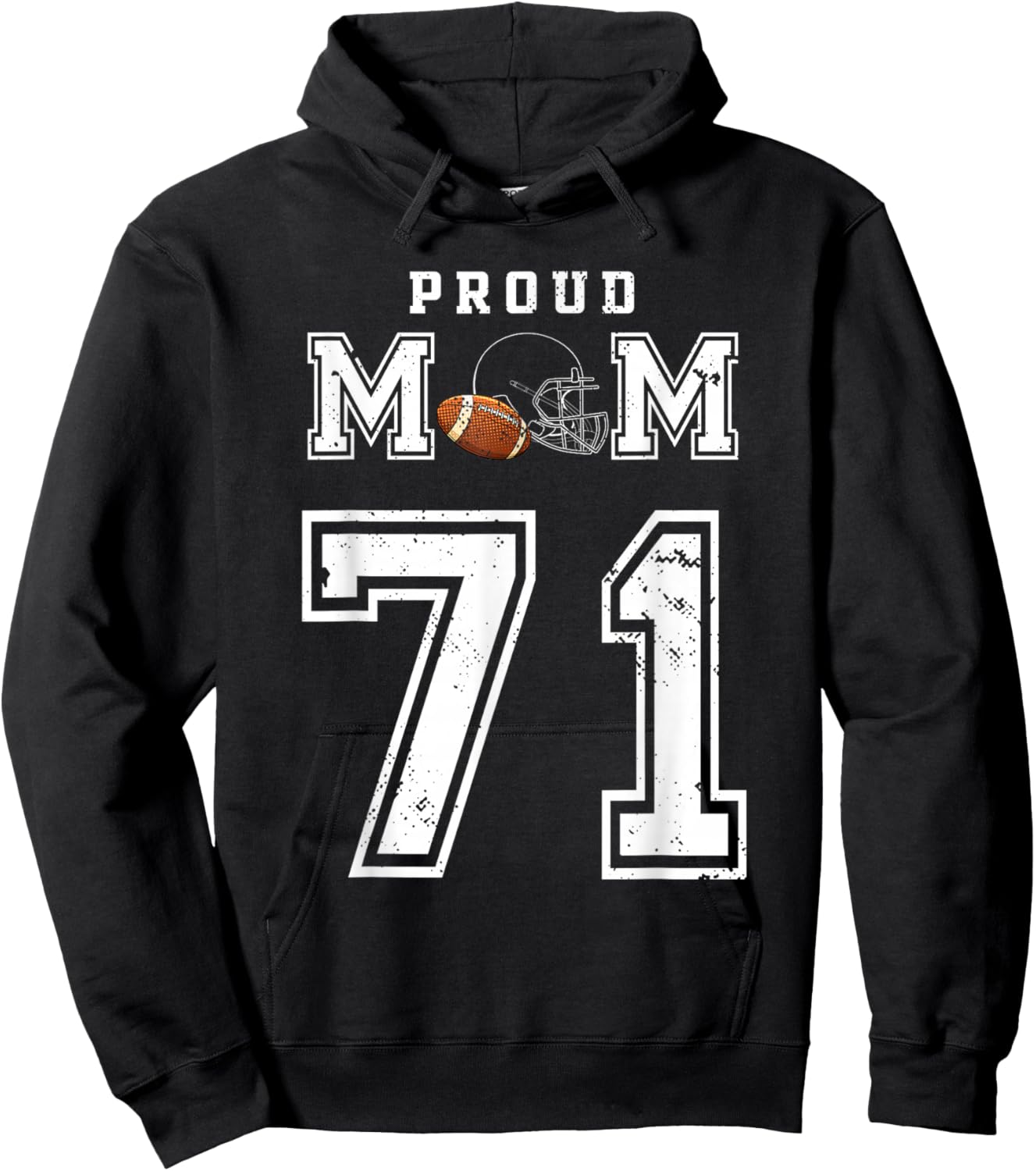 Custom Proud Football Mom Number 71 Personalized Hoodie - Hoodie | Black