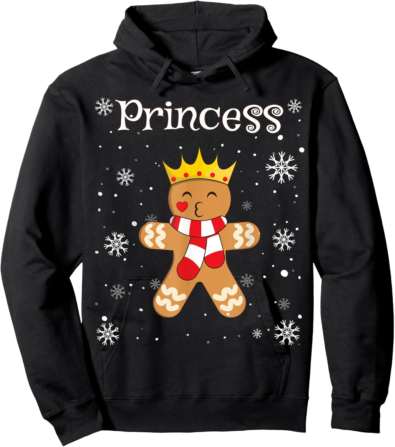 Princess Gingerbread Shirt Girls Funny Christmas Matching Hoodie - Hoodie | Black