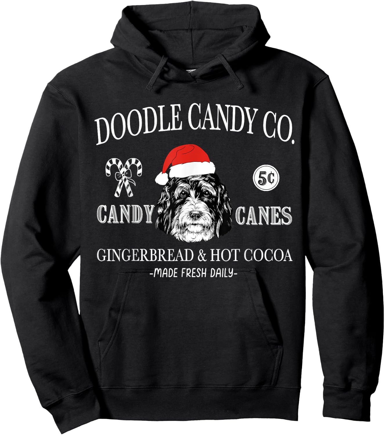 Funny Santa Bernedoodle Doodle Mom Christmas Vintage Holiday Hoodie - Hoodie | Black