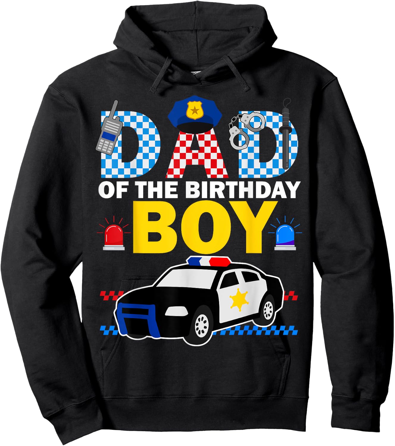 Dad of the Birthday Boy Kids Police Car Theme Party Matching Hoodie - Hoodie | Black