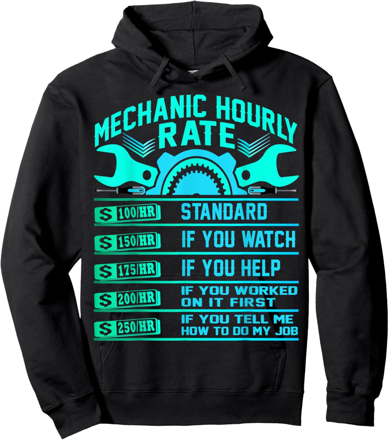 Funny Mechanic Hourly Rate Gifts Shirt Labor Rates Hoodie - Hoodie | Black