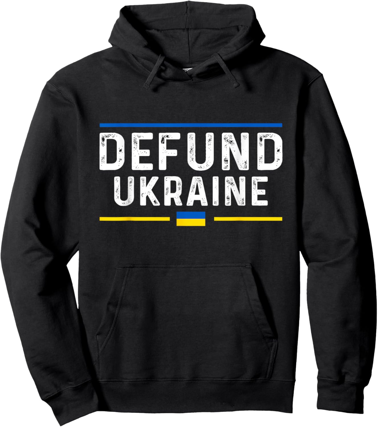 Defund Ukraine Pro America Vintage Typography Political Meme Hoodie - Hoodie | Black