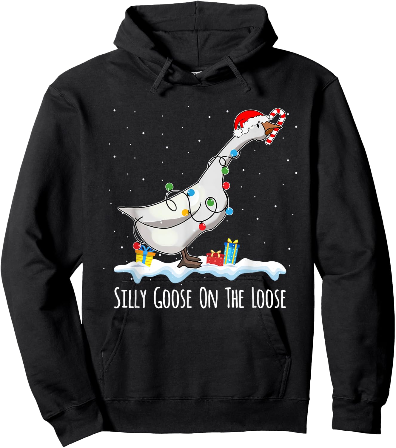 Cute Funny Santa Duck Silly Goose On The Loose Christmas Hoodie - Hoodie | Black