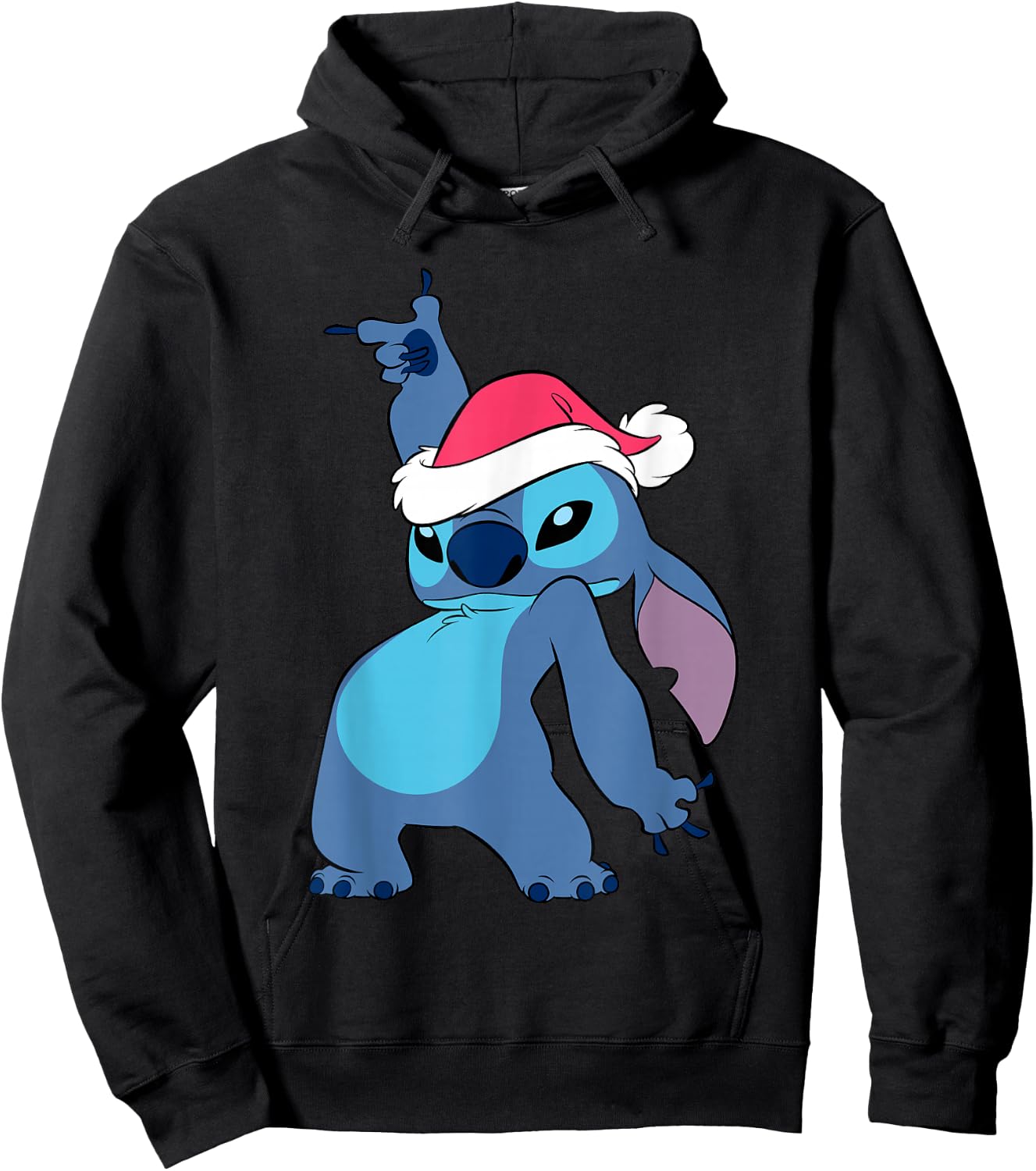 Disney Lilo & Stitch Christmas Santa Hat Stitch Portrait Hoodie - Hoodie | Black
