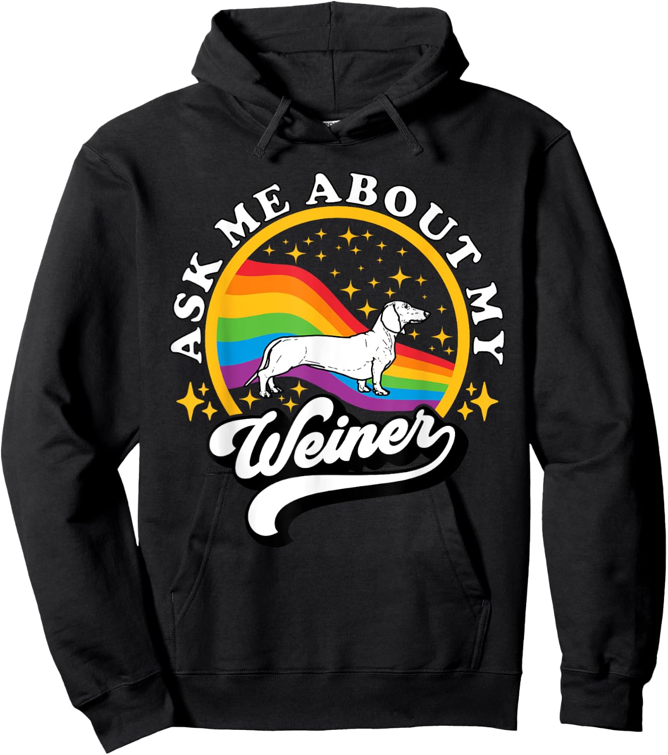 Funny Dachshund Wiener by TheMaesthetics -Adults Retro Wiener Dog Black Small Hoodie - Hoodie | Black