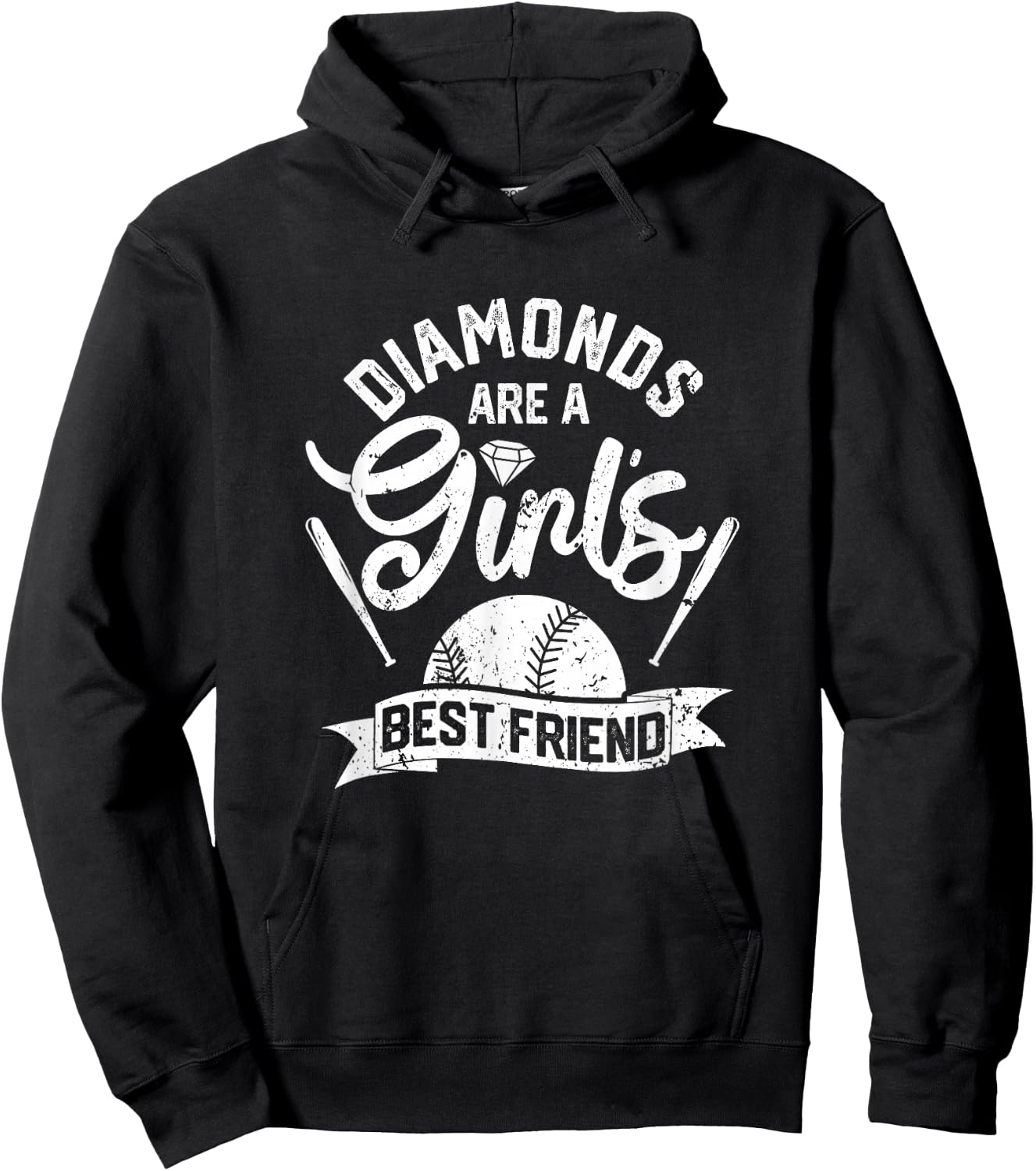 Diamonds Are A Girls Best Friend Softball Baseball Girl Love Hoodie - Hoodie | Black