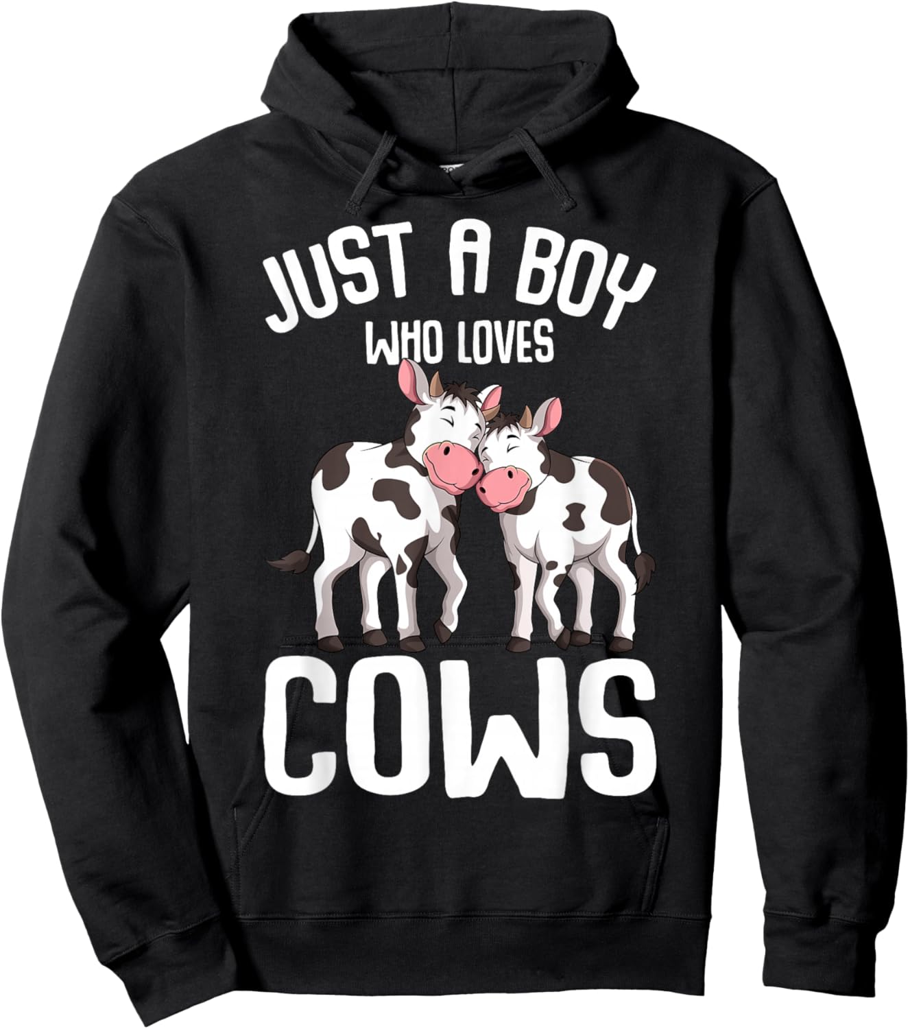 Just A Boy Who Loves Cows Farmer Cow Kids Toddler Boys Hoodie - Hoodie | Black