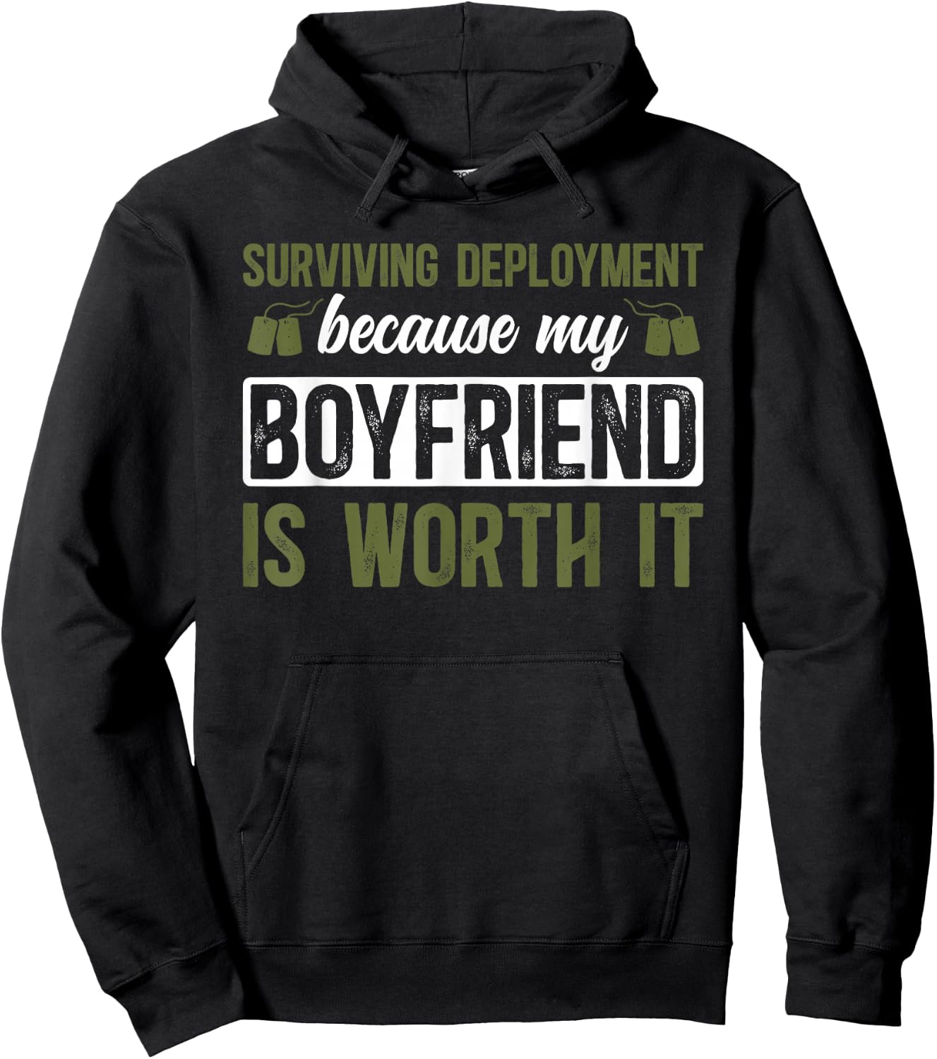 Boyfriend Is Worth It Military Girlfriend Soldier Girlfriend Hoodie - Hoodie | Black