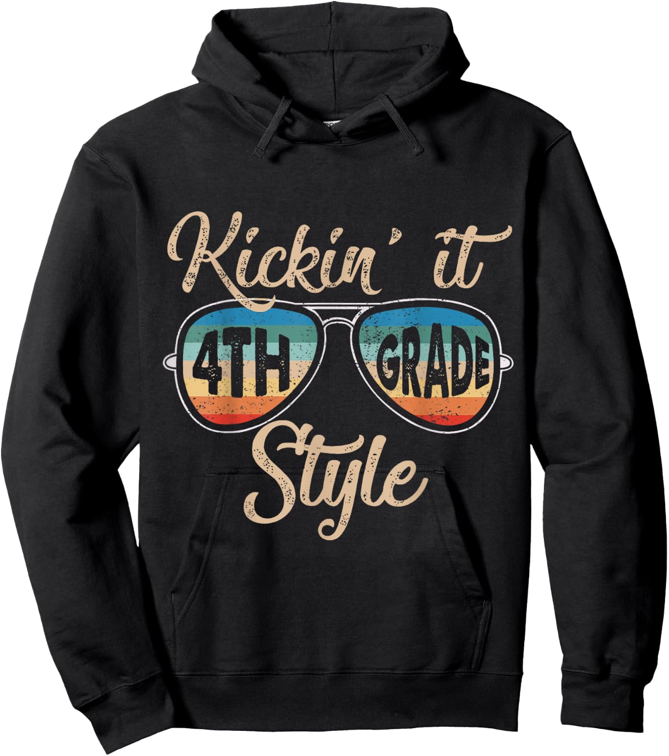 Kickin' It 4th Grade Style Back To School Elementary Teacher Hoodie - Hoodie | Black