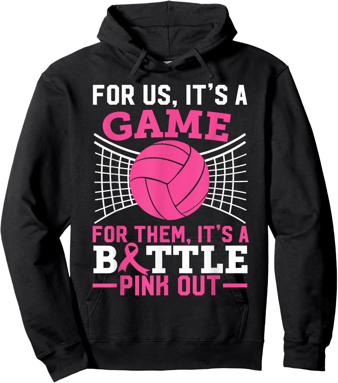 Pink Out Breast Cancer Volleyball Ball Lover Women Teen Girl Hoodie - Hoodie | Black