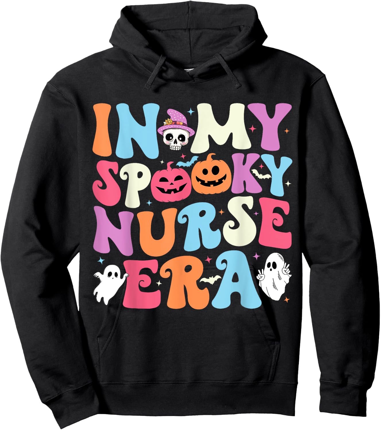 In My Spooky Nurse Era Cute Groovy Spooky Nurse Halloween Hoodie - Hoodie | Black