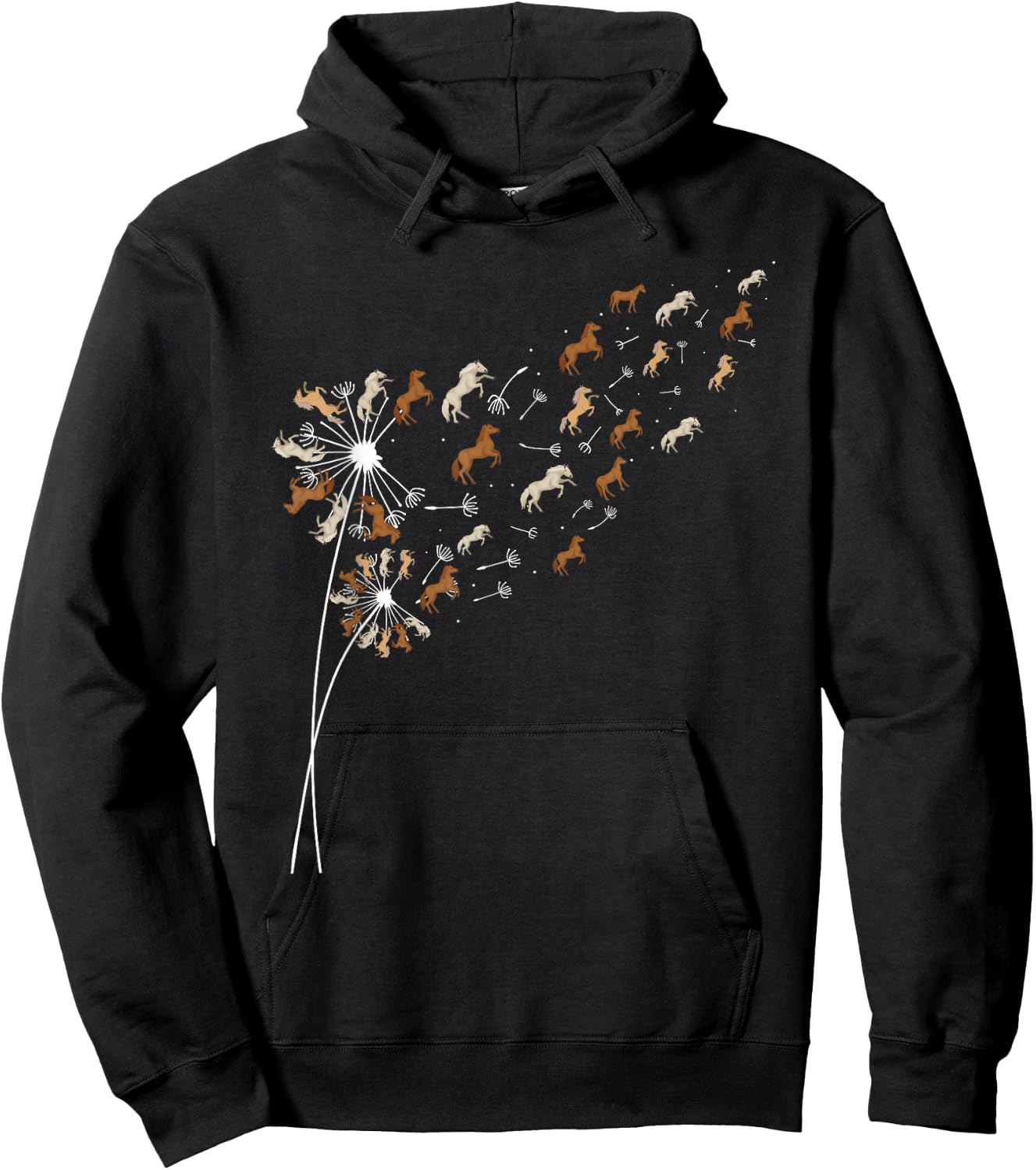 Dandelion Horses - Horse Lover Horseman Equestrian Riding Hoodie - Hoodie | Black