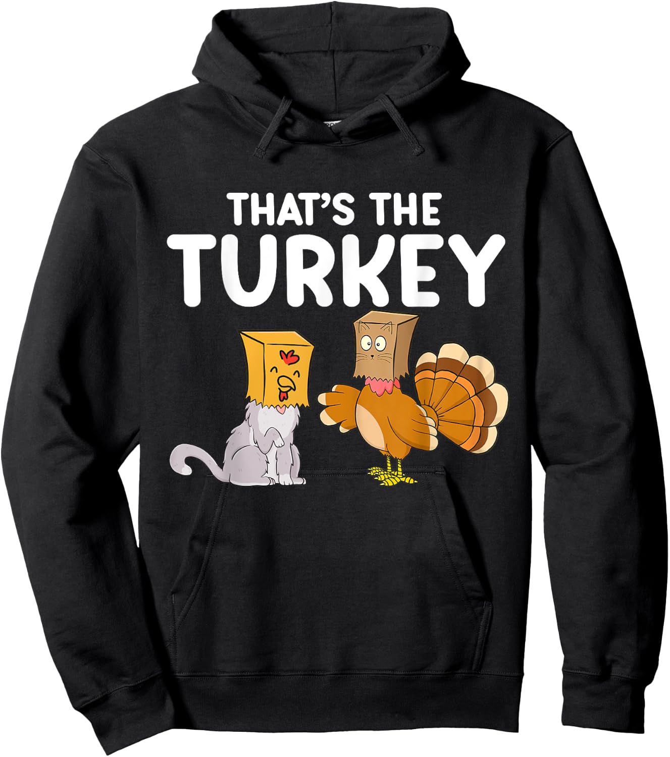 Thanksgiving Cat Fake Cat Meow Funny Thanksgiving Turkey Women Girls Kids Hoodie - Hoodie | Black