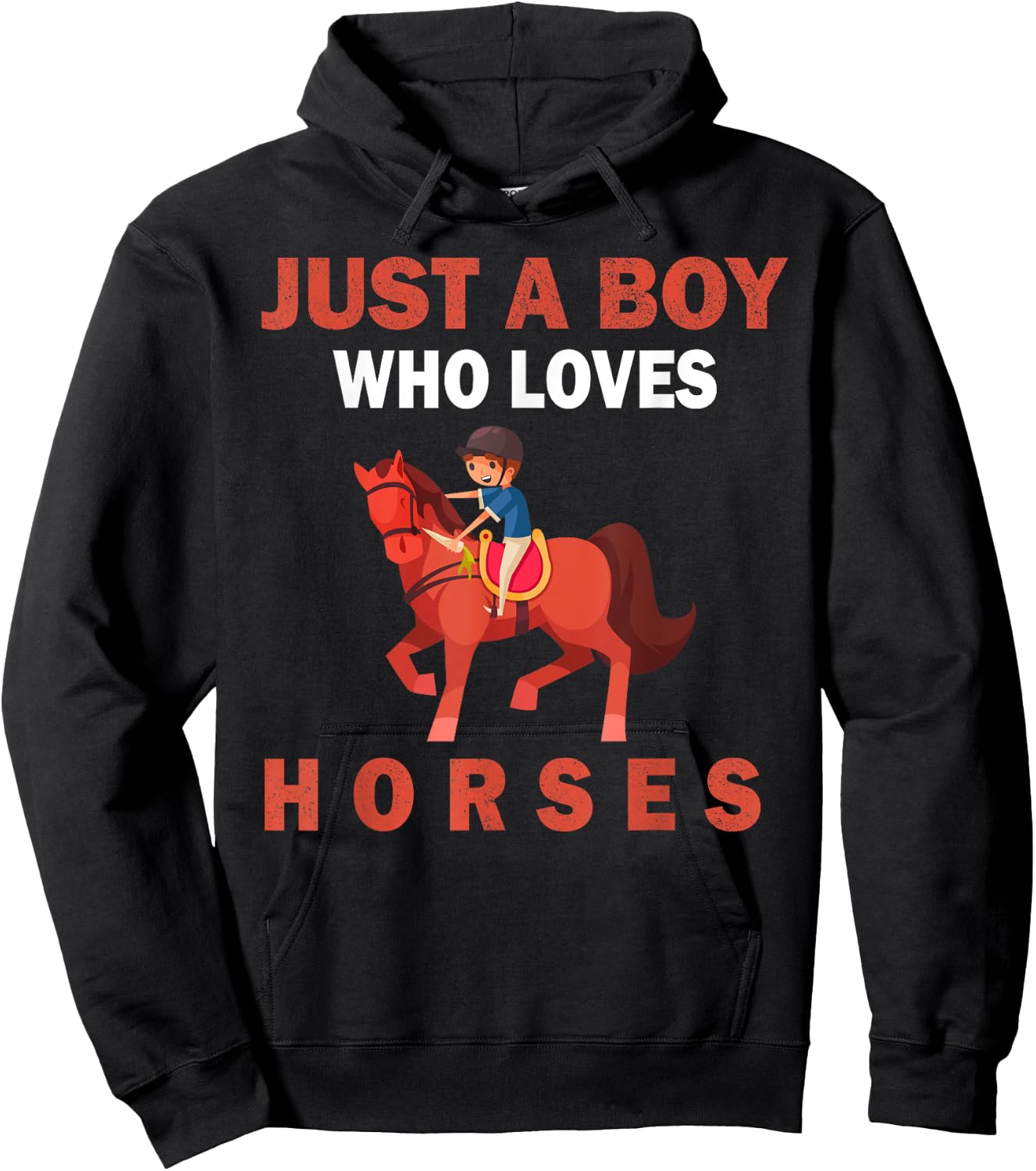 Cute Just A Boy Who Loves Horses Animals men and boys Hoodie - Hoodie | Black