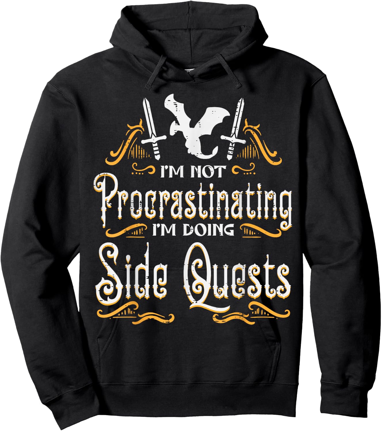 RPG Gamer Not Procrastinating Side Quest Funny Men Boys Kids Hoodie - Hoodie | Black