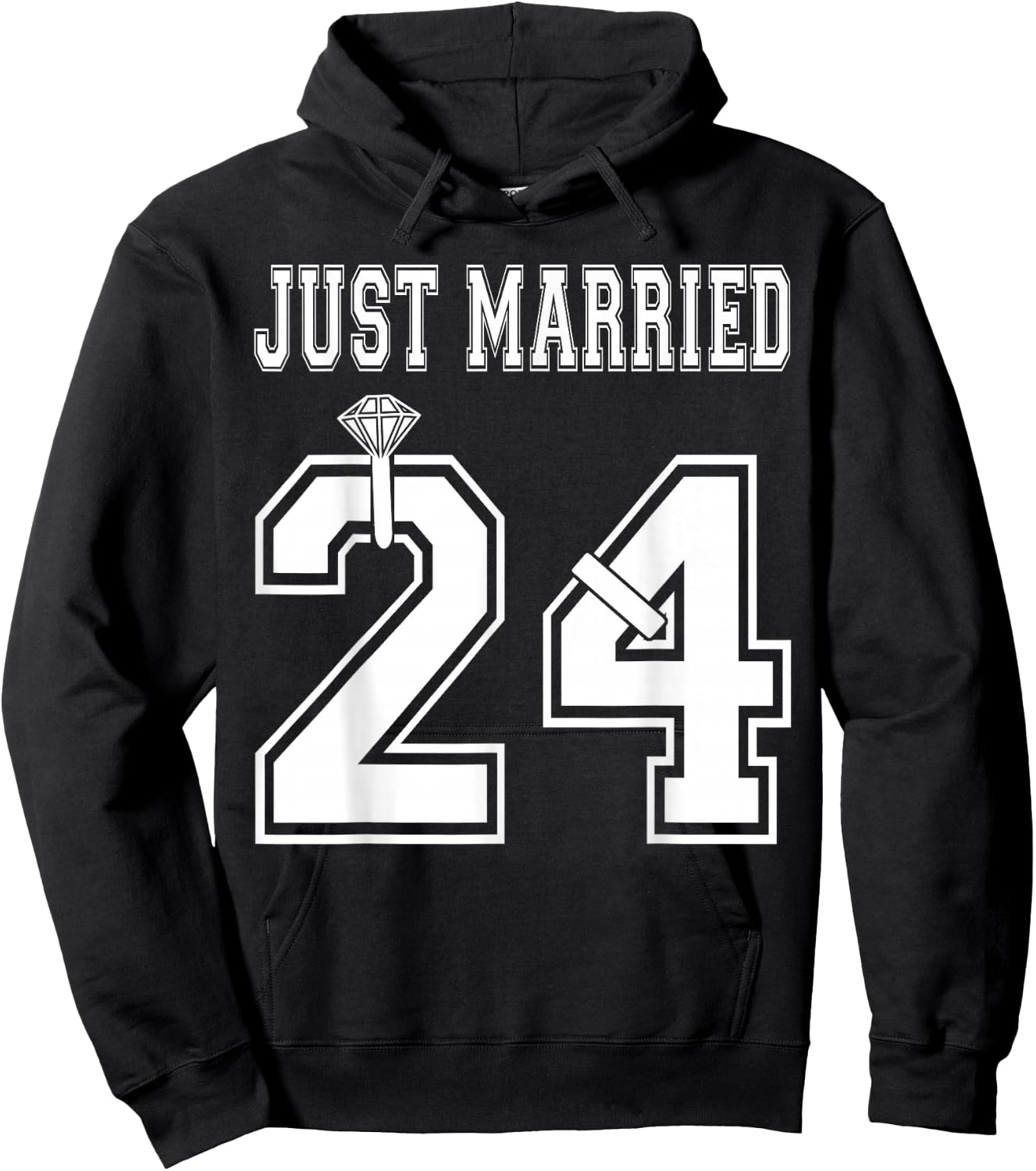 Just Married 2024 Wife Husband Matching Honeymoon Hoodie - Hoodie | Black