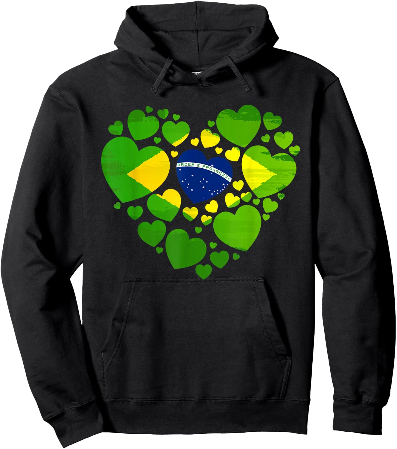 Brazilian Flag Heart Idea & Brazil Flag Heritage Hoodie - Hoodie | Black