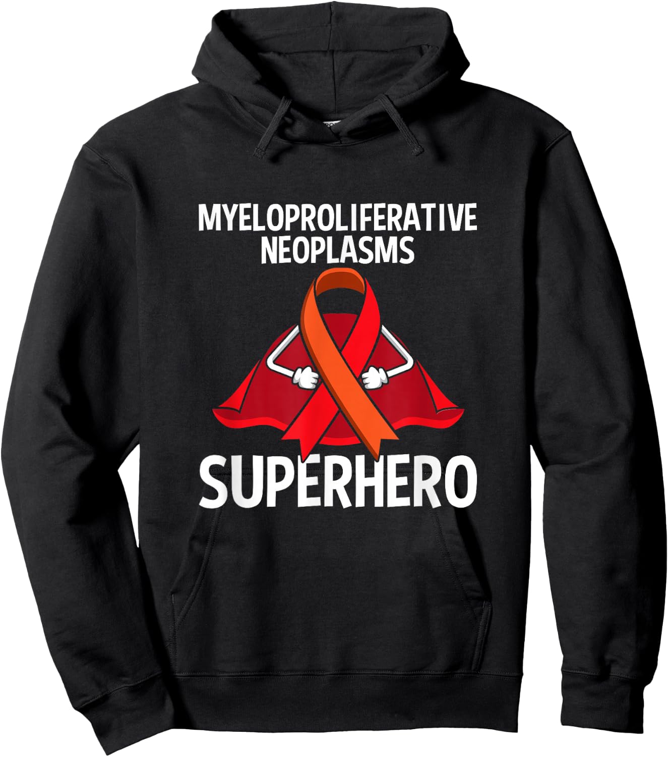 Myeloproliferative Neoplasms (MPN) Superhero Fighter Ribbon Hoodie - Hoodie | Black