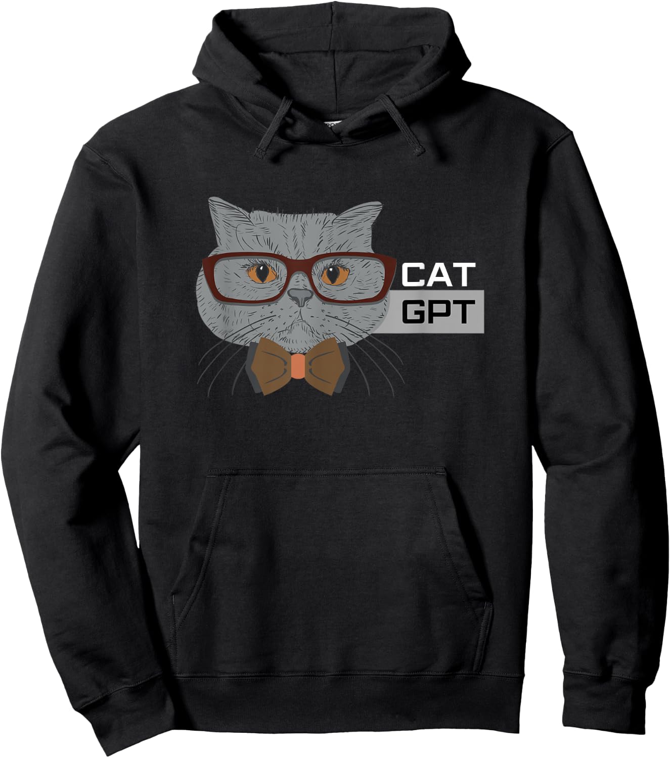 Cat GPT Working Ai Cat , Funny Geek Cat Lovers & Chat GPT Hoodie - Hoodie | Black