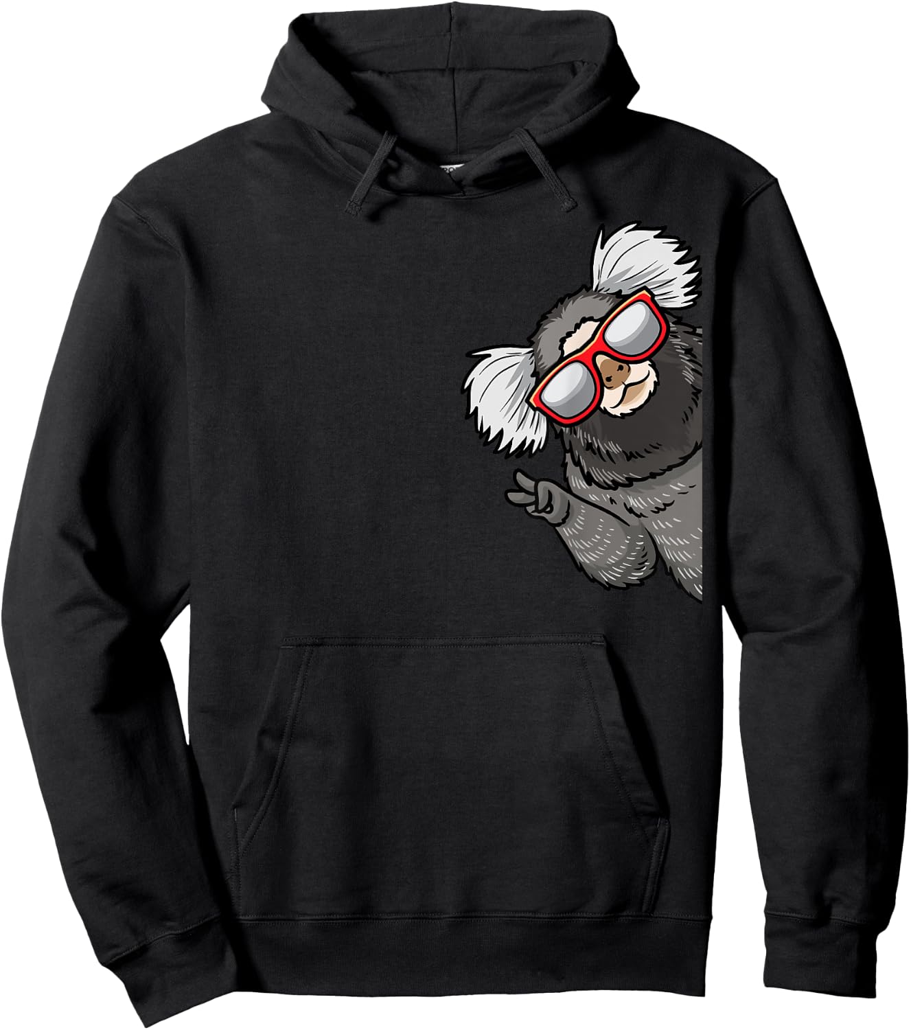 Marmoset Monkey With Sunglasses From Side Hoodie - Hoodie | Black
