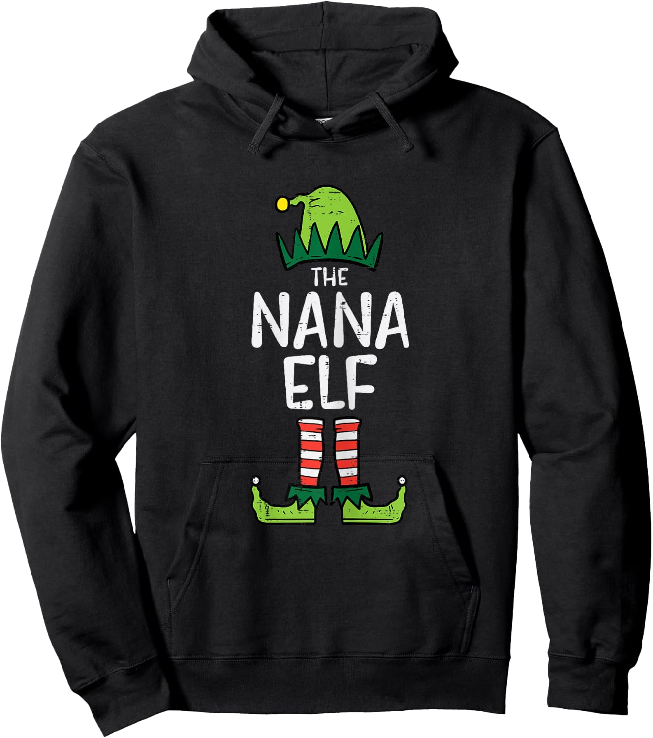 Nana Elf Xmas Matching Christmas For Family Grandma Set Hoodie - Hoodie | Black