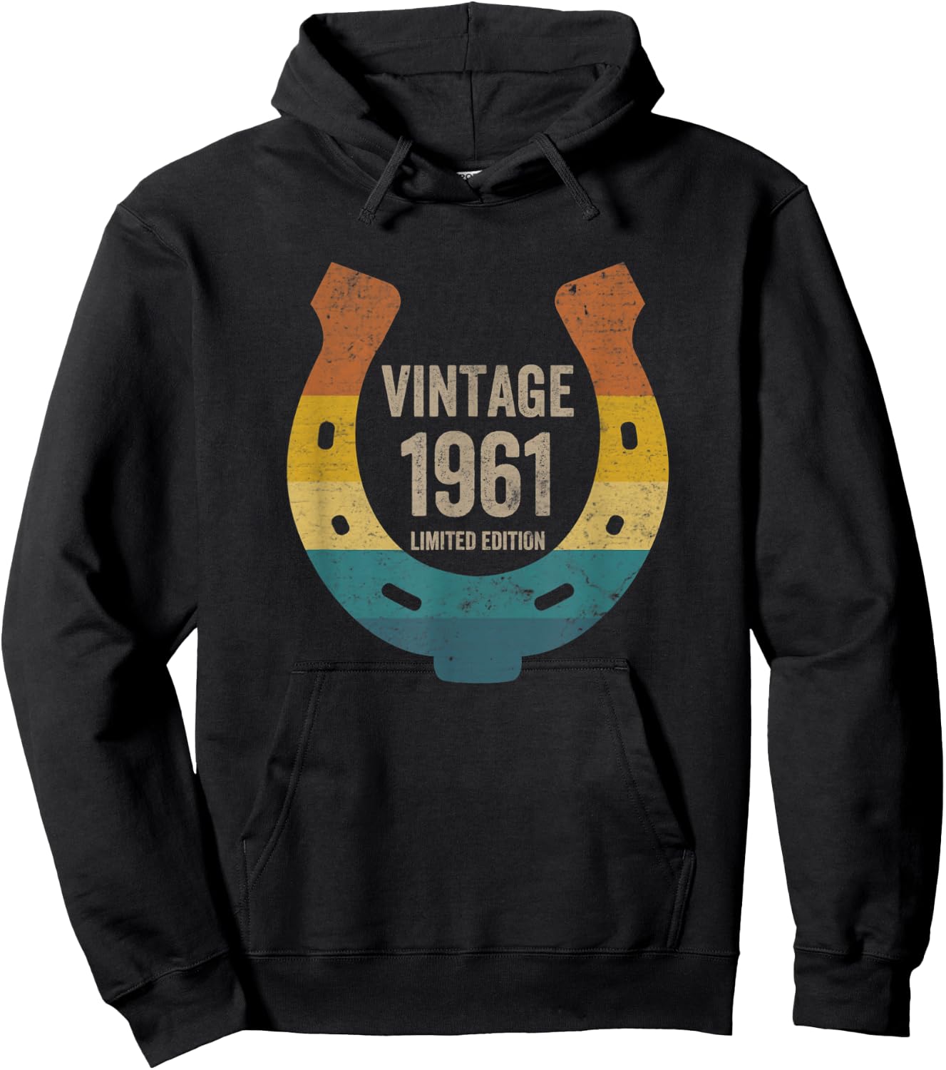 Vintage Horseshoe 1961 Limited Edition 61 Years Old Birthday Hoodie - Hoodie | Black