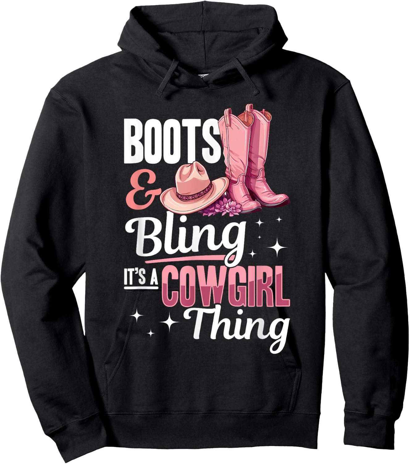 Rodeo Western Country Southern Cowgirl hat - Boots & Bling Hoodie - Hoodie | Black