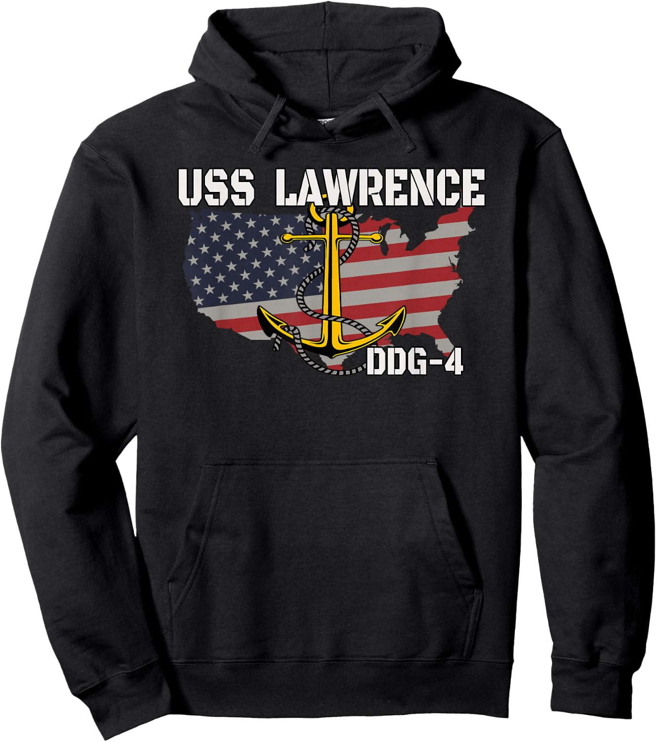 USS Lawrence DDG-4 Destroyer Veterans Day Father Grandpa Dad Hoodie - Hoodie | Black
