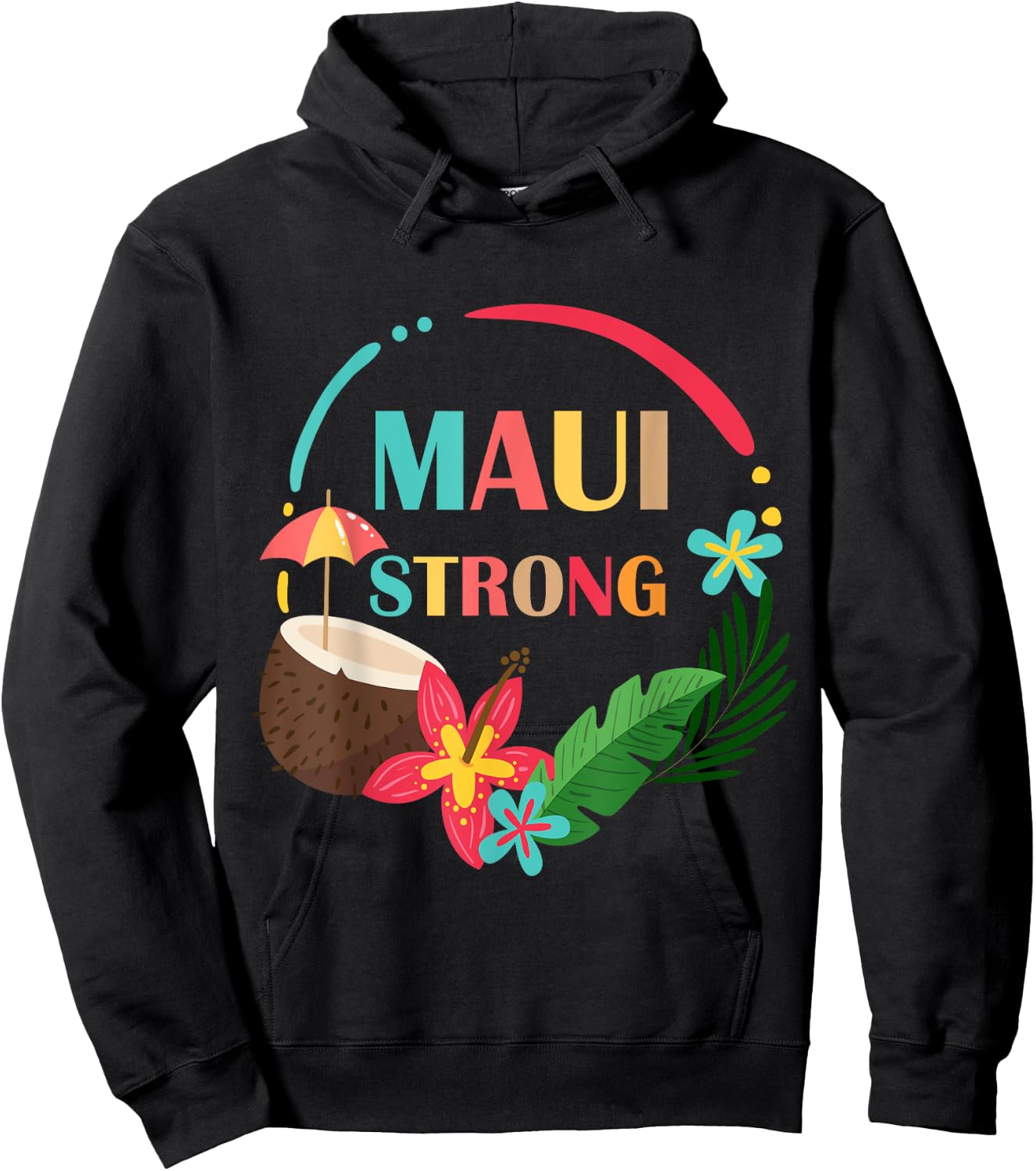 Pray for Maui Hawaii Strong Lahaina Hawaiian Floral Islands Hoodie - Hoodie | Black