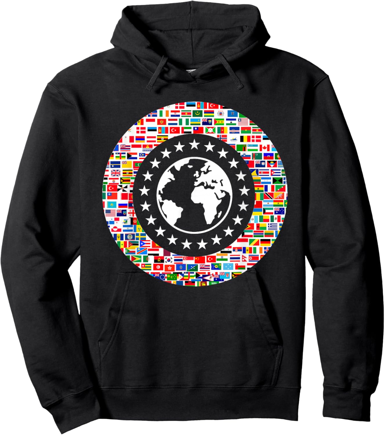 Earth Globe World Flags The Countries of the World Travel Hoodie - Hoodie | Black