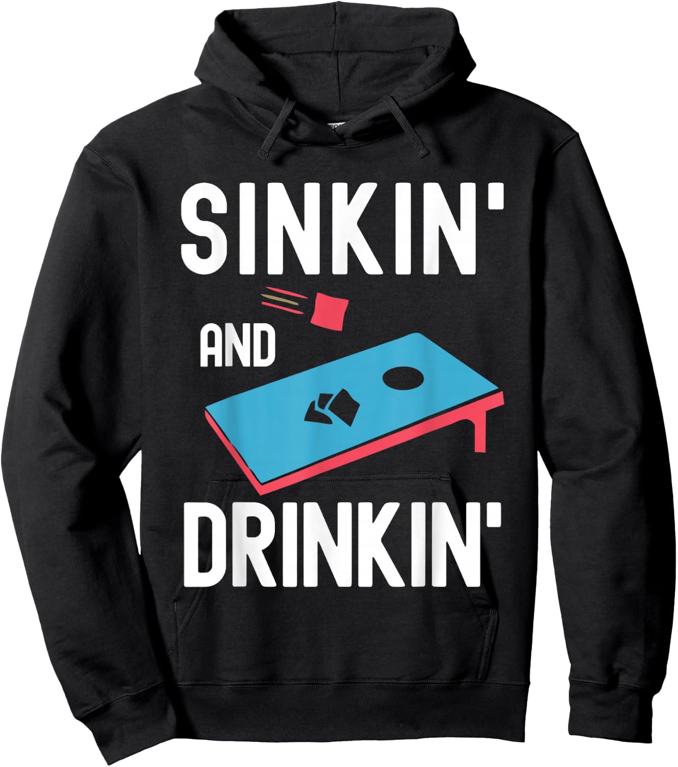 Sinking And Drinking Cornhole Player Funny Bean Bag Hoodie - Hoodie | Black