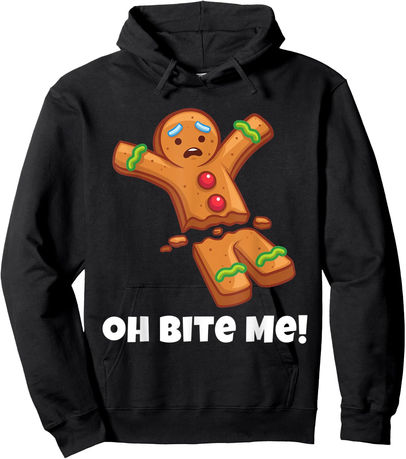 Funny Christmas Gingerbread Man Bite Me Naughty Adult Humor Hoodie - Hoodie | Black