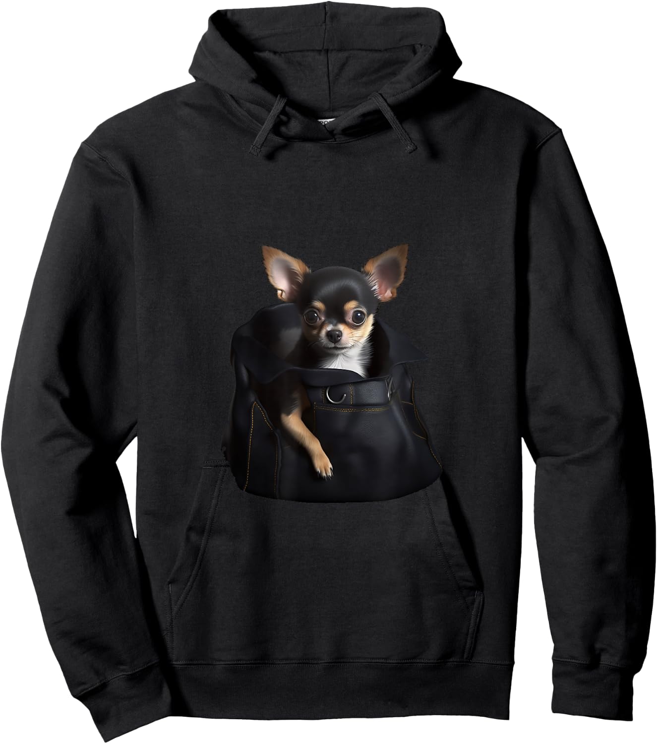 Funny Chihuahua In Pocket Cute Dog Month Dad Animal Shelter Hoodie - Hoodie | Black