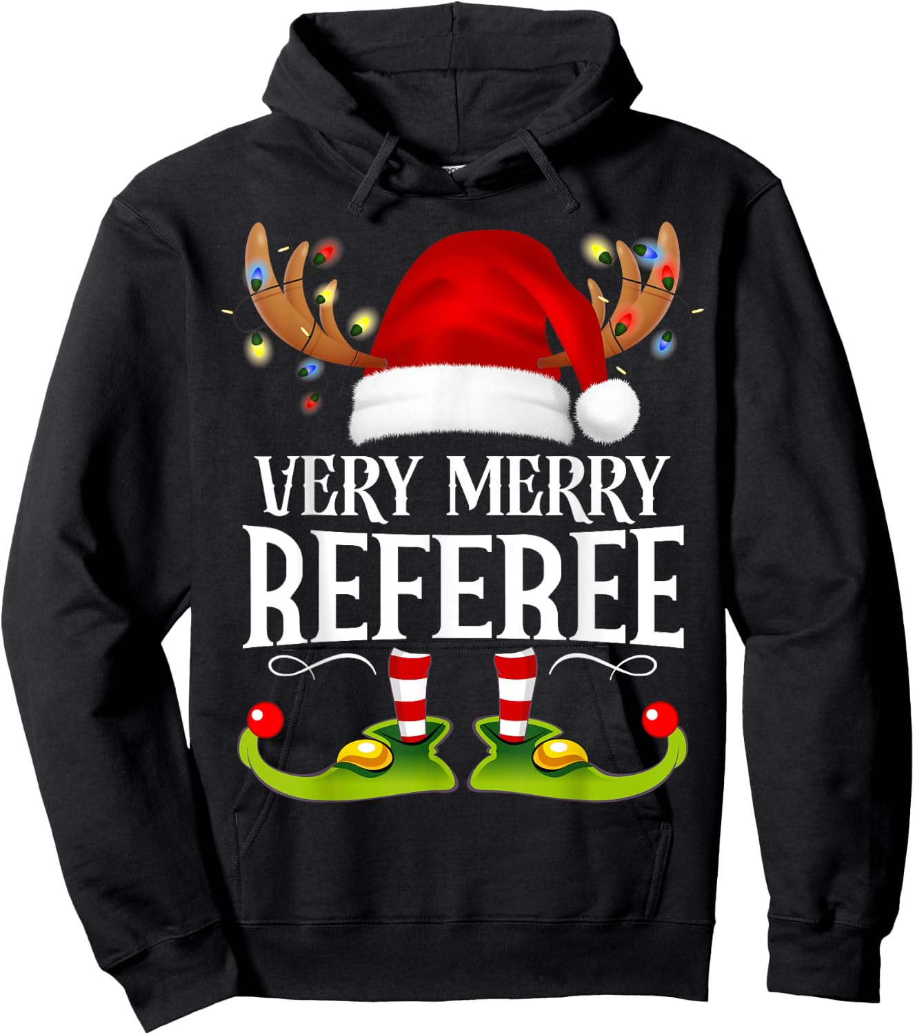 Very Merry X-Mas Referee Matching Christmas Hoodie - Hoodie | Black