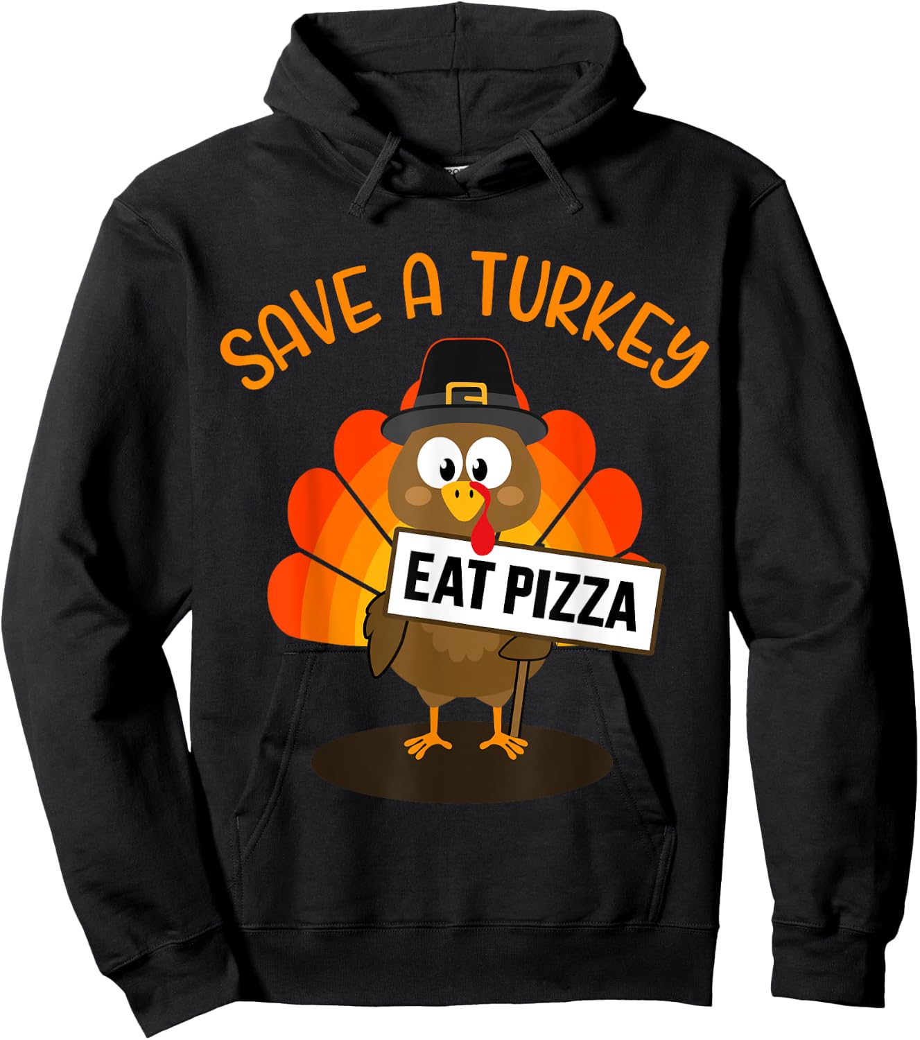 Vegan or vegetarian thanksgiving save a turkey eat pizza Hoodie - Hoodie | Black