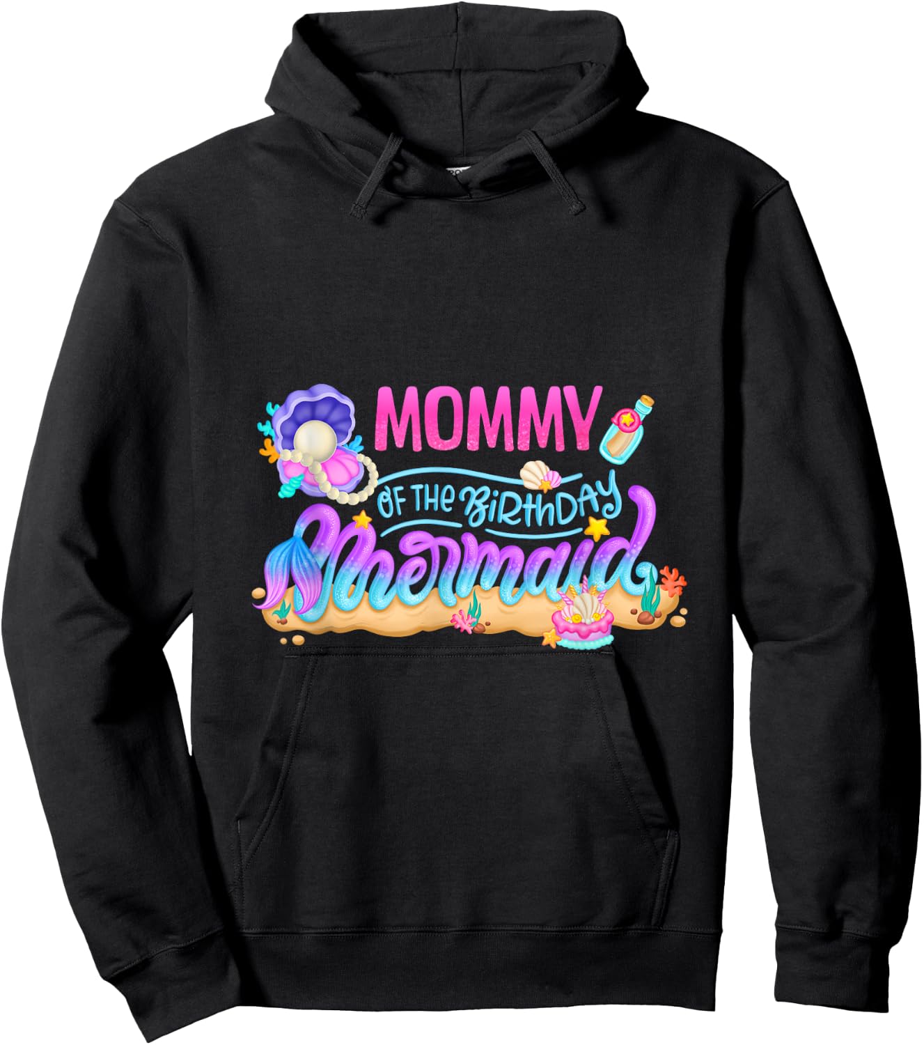 Mommy Of The Birthday Mermaid Party Matching Family Women Hoodie - Hoodie | Black