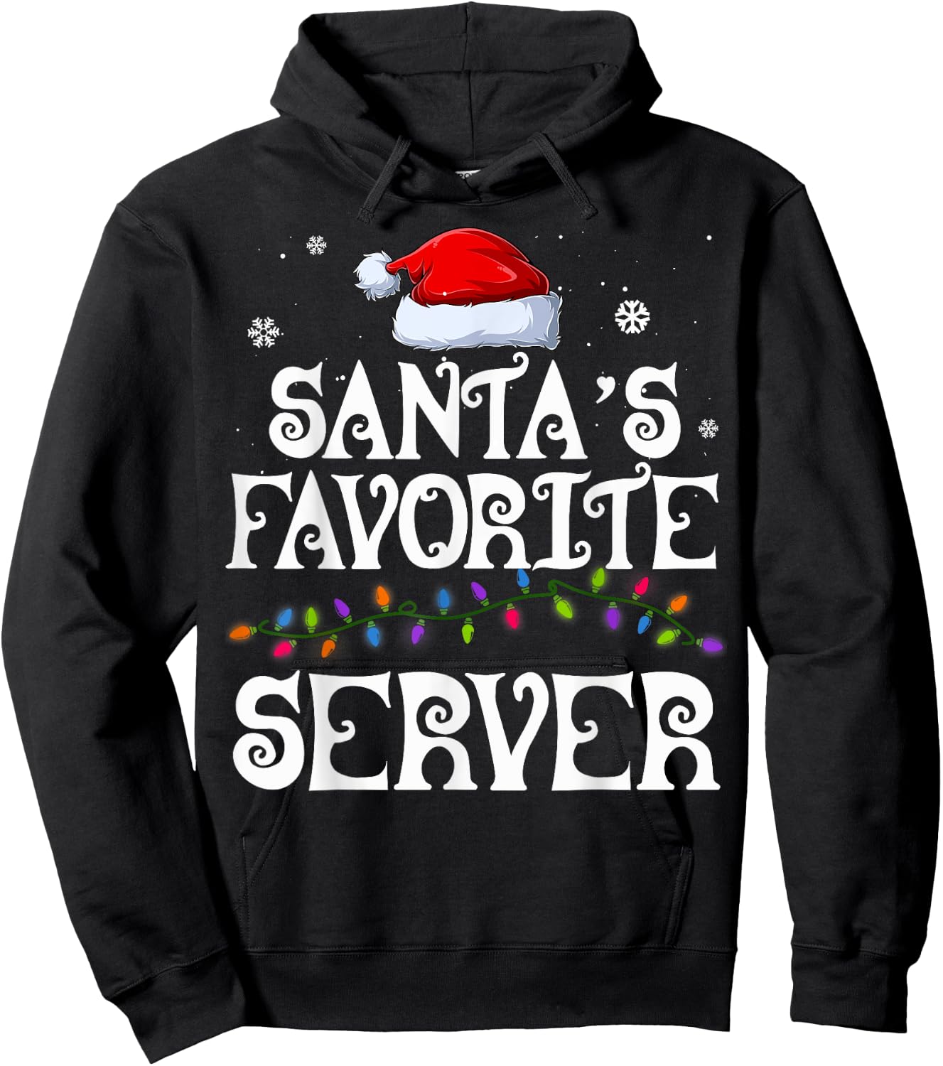 Santa's Favorite Server Family Matching Group Christmas Hoodie - Hoodie | Black