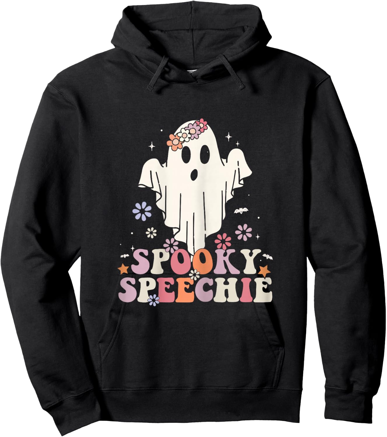 Retro Speech Therapy Halloween Spooky Speechie Language Hoodie - Hoodie | Black